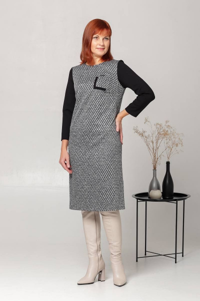Полуприлегающее трикотажное платье с накладными карманами Соджи 592 /1 - фото 2