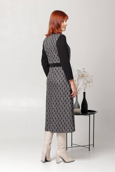 Платье с поясом и расширенной юбкой из трикотажа Соджи 593 - фото 5