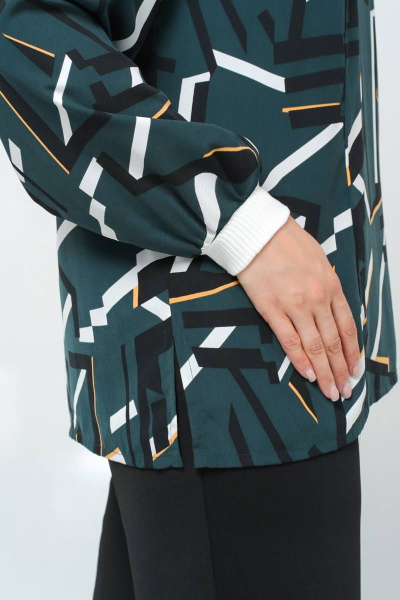 Блуза свободного силуэта из текстиля с геометрическим узором La rouge 62595 малахит-(геометрия) - фото 5