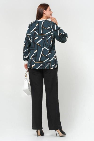 Блуза свободного силуэта из текстиля с геометрическим узором La rouge 62595 малахит-(геометрия) - фото 4