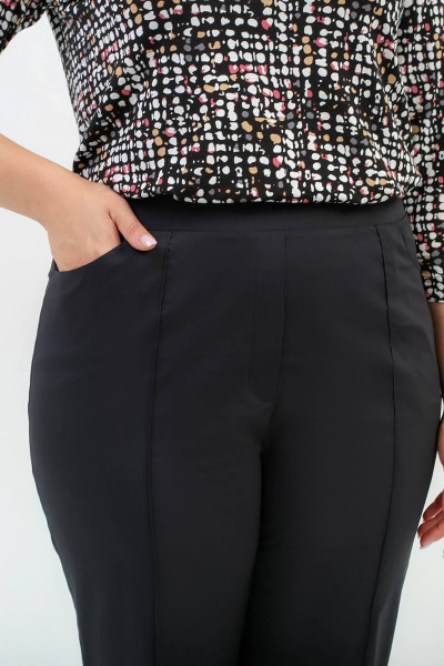 Брюки зауженные с высокой посадкой из хлопка и трикотажа La rouge 8047 черный - фото 4