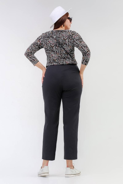 Брюки зауженные с высокой посадкой из хлопка и трикотажа La rouge 8047 черный - фото 3