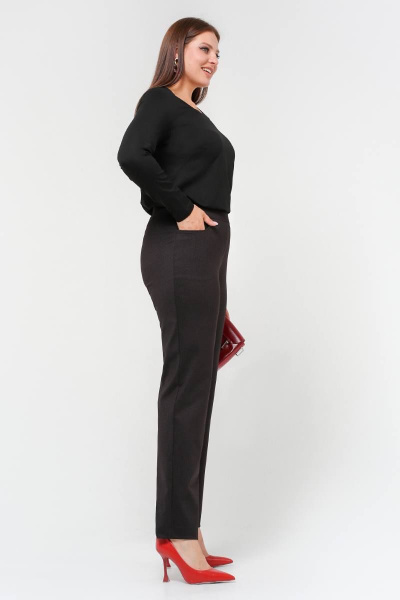 Женские классические брюки зауженные из плотного трикотажа La rouge 8048 бордо-(клетка) - фото 2