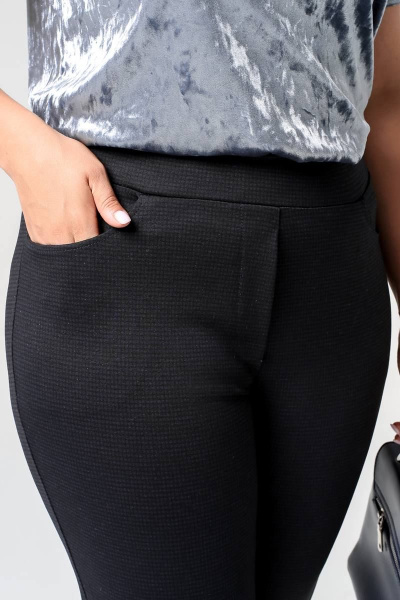 Брюки клеш с высокой посадкой и поясом на резинке La rouge 8048 синий-(клетка) - фото 4