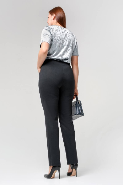 Брюки клеш с высокой посадкой и поясом на резинке La rouge 8048 синий-(клетка) - фото 3