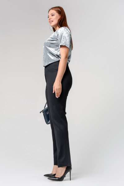 Брюки клеш с высокой посадкой и поясом на резинке La rouge 8048 синий-(клетка) - фото 2