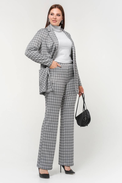 Деловые брюки с высокой посадкой и моделированными линиями La rouge 8050 розовый-(клетка) - фото 6