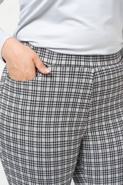 Деловые брюки с высокой посадкой и моделированными линиями La rouge 8050 розовый-(клетка) - фото 5