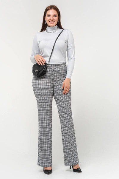 Деловые брюки с высокой посадкой и моделированными линиями La rouge 8050 розовый-(клетка) - фото 2