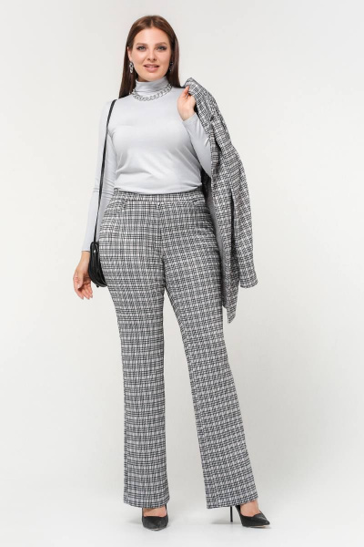 Деловые брюки с высокой посадкой и моделированными линиями La rouge 8050 розовый-(клетка) - фото 1