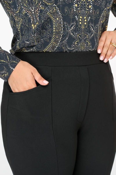 Классические женские брюки из трикотажного полотна с высокой посадкой La rouge 8052 черный - фото 4