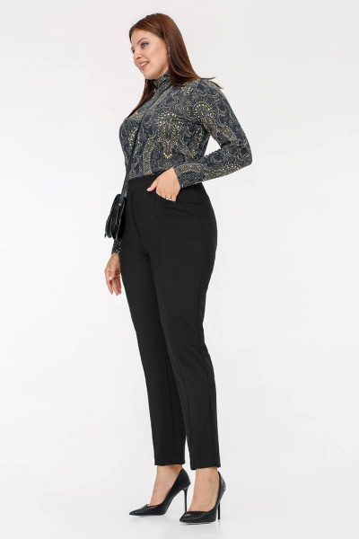 Классические женские брюки из трикотажного полотна с высокой посадкой La rouge 8052 черный - фото 2