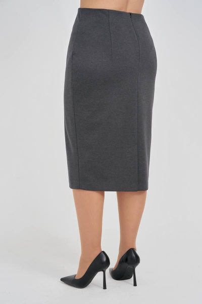 Трикотажная юбка с завышенной талией и шлицей IVA 1542 графитовый - фото 4