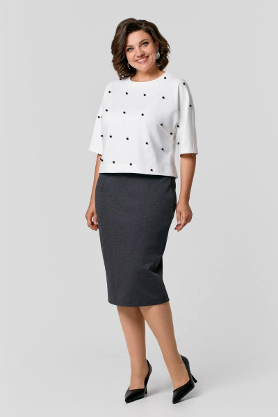 Трикотажная юбка с завышенной талией и шлицей IVA 1542 графитовый - фото 1