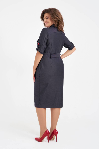 Платье с накладными карманами из трикотажа на пуговицах IVA 1517 синий - фото 8