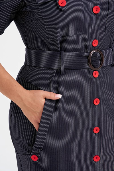 Платье с накладными карманами из трикотажа на пуговицах IVA 1517 синий - фото 5