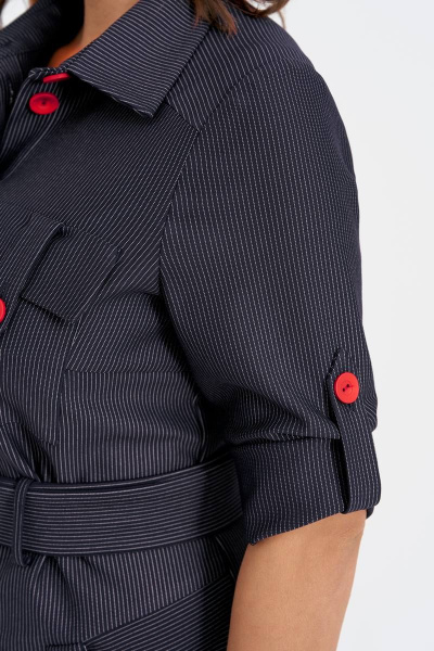 Платье с накладными карманами из трикотажа на пуговицах IVA 1517 синий - фото 4