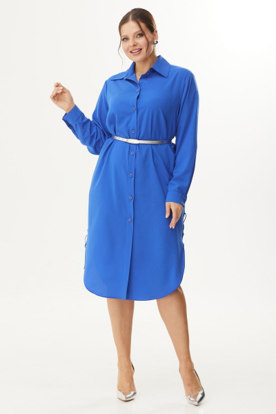 Платье прямое с воротником-стойкой и шнуровкой Орхидея 1354 - фото 7