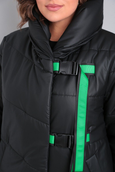 Стеганное пальто с утеплителем и съемным капюшоном Диомант 1900 черный - фото 7