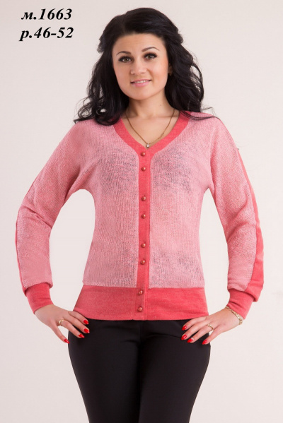 Розовая демисезонная кофта из вискозы и вязаного материала Медея и К 1663 розовый - фото 1