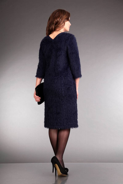 Нарядное платье из трикотажа длиной 104 см Liona Style 565 темно-синий - фото 2