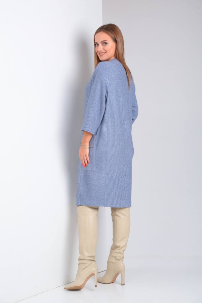 Платье свободного силуэта с накладными карманами из трикотажа TVIN 7769-1 деним - фото 4