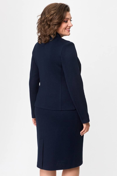 Костюм из трикотажа с жакетом и юбкой, деловой стиль Zlata 4430 синий - фото 6