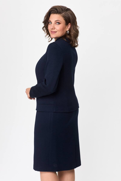 Костюм из трикотажа с жакетом и юбкой, деловой стиль Zlata 4430 синий - фото 5