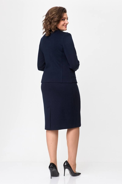Костюм из трикотажа с жакетом и юбкой, деловой стиль Zlata 4430 синий - фото 3