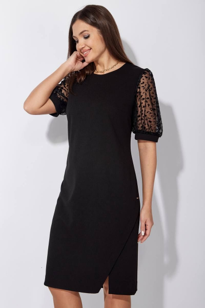 Черное платье из сетки и текстиля с разрезами TAiER 1248 - фото 10