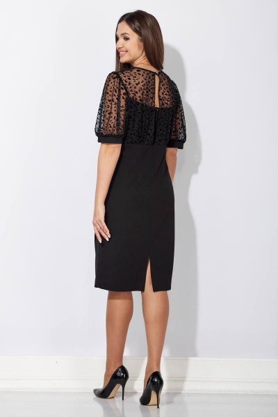 Черное платье из сетки и текстиля с разрезами TAiER 1248 - фото 5