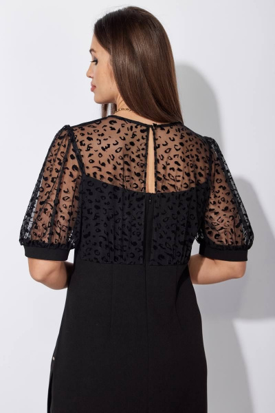 Черное платье из сетки и текстиля с разрезами TAiER 1248 - фото 3