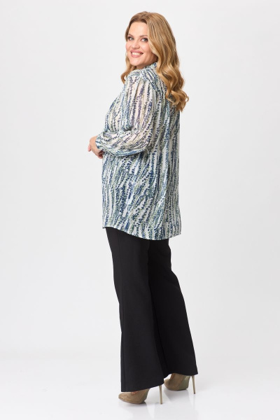 Свободная блуза из струящегося шифона с воротником-стойкой Michel chic 760/1 олива - фото 4