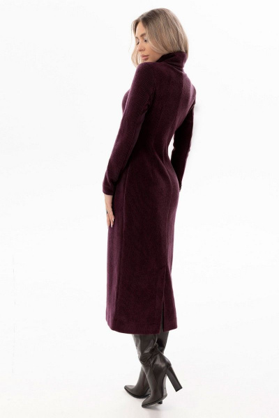 Платье с воротником-хомутом и шлицей на спинке Golden Valley 4759-3 бордовый - фото 2