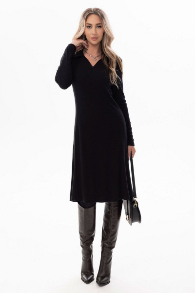 Платье с отложным воротником и V-образным вырезом Golden Valley 4967 черный - фото 2