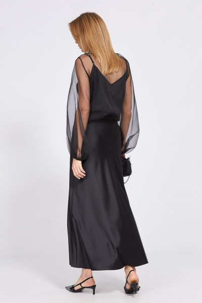 Миди юбка из атласа с цельным кроем EOLA 2455.1 черный - фото 2