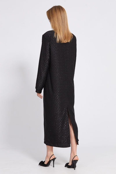 Платье миди из креп-шифона с жаккардовым рисунком EOLA 2518 черный - фото 2