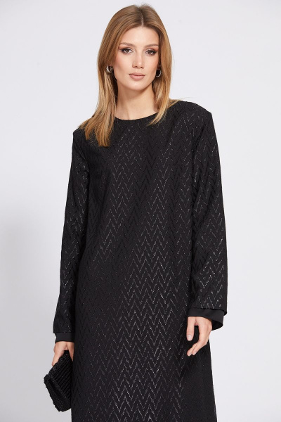 Платье миди из креп-шифона с жаккардовым рисунком EOLA 2518 черный - фото 6