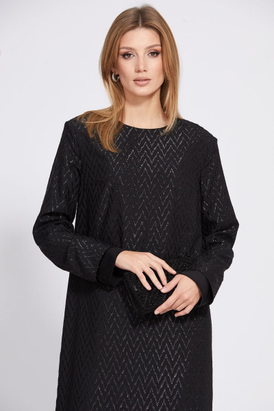 Платье миди из креп-шифона с жаккардовым рисунком EOLA 2518 черный - фото 5