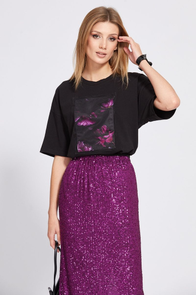 Юбка в пол с пайетками и средним шлицом EOLA 2519 фуксия - фото 5