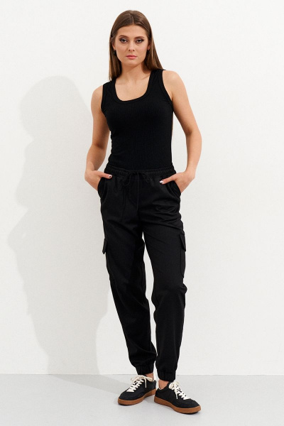 Топ без рукавов из вискозы и трикотажа универсальный Ketty К-04740 черный - фото 1