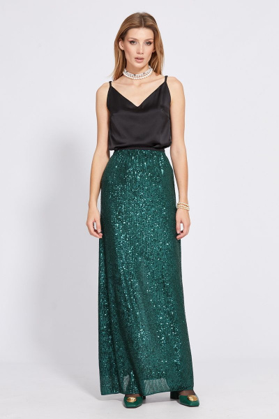 Юбка в пол с пайетками из трикотажного полотна EOLA 2519 изумруд - фото 1