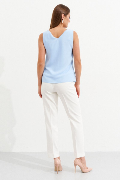 Брюки широкие классические из шерсти на резинке Ketty К-01040 голубой - фото 4