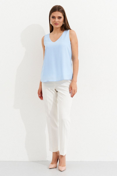 Брюки широкие классические из шерсти на резинке Ketty К-01040 голубой - фото 2