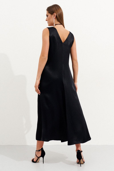 Круглогодичное платье из вискозы с женственным V-образным вырезом Ketty К-05480w черный - фото 9
