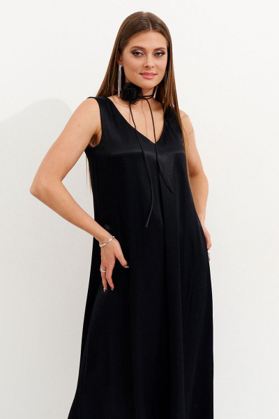 Круглогодичное платье из вискозы с женственным V-образным вырезом Ketty К-05480w черный - фото 7