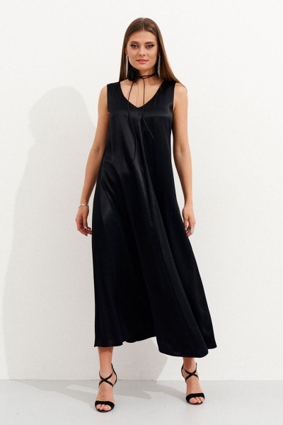 Круглогодичное платье из вискозы с женственным V-образным вырезом Ketty К-05480w черный - фото 6