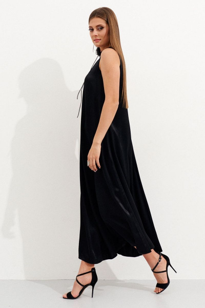 Круглогодичное платье из вискозы с женственным V-образным вырезом Ketty К-05480w черный - фото 5