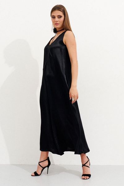 Круглогодичное платье из вискозы с женственным V-образным вырезом Ketty К-05480w черный - фото 4