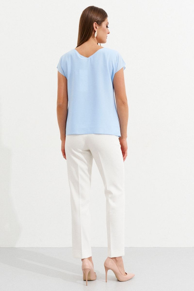 Летняя блуза из вискозы голубая для повседневной носки Ketty К-09940 голубой - фото 8